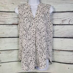 Staccato Women’s Small Black White Animal Print Sleeveless Blouse